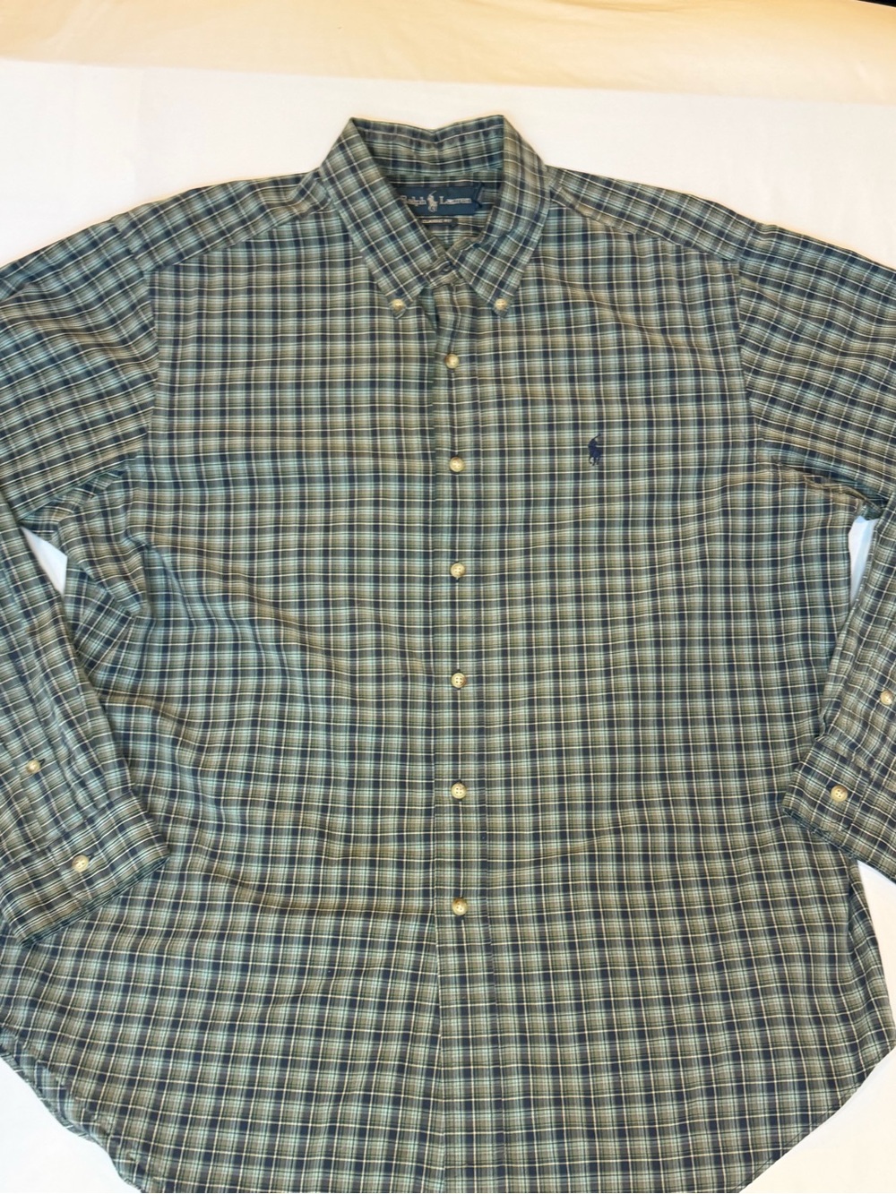Polo by Ralph Lauren Blue and Green Plaid Button-Down Shirt